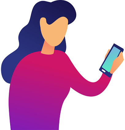 Young business woman with smartphone vector illustration