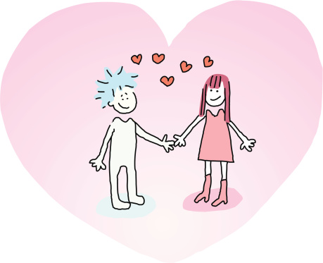Young Couple Holding Hands Stock Illustration - Download Image Now - iStock