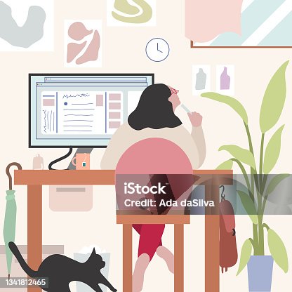 istock Young creator working at home and relax 1341812465