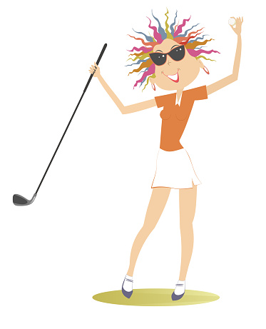 Young golfer woman on the golf course illustration