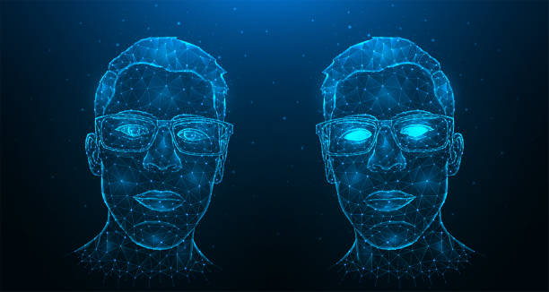 A young guy with glasses and his alter ego. Mysterious guy. A young guy with glasses and his alter ego. Mysterious guy. twins stock illustrations