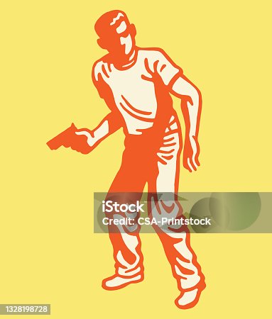 istock Young Man Holding a Handgun 1328198728