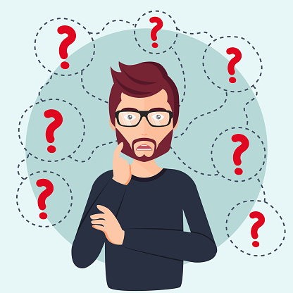Young Man Thinking Standing Under Question Marks Man Surrounded By Question  Marks Concept Flat Vector Illustration Man Character Stock Illustration -  Download Image Now - iStock