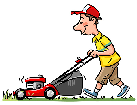 Young Man With Lawn Mower
