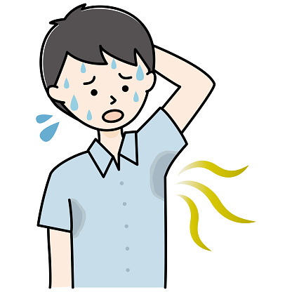 Young Men Suffering From Armpit Sweat And Smell Stock Illustration ...