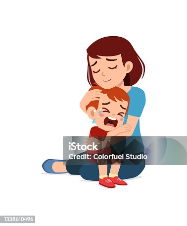 istock young mother hug crying little boy and try to comfort 1338610496