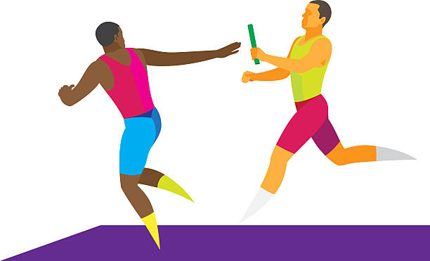 Track And Field Athlete Running With Relay Baton Clip Art, Vector ...