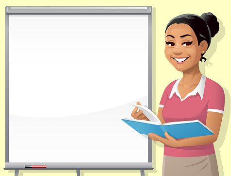 Young Woman At Blank Whiteboard