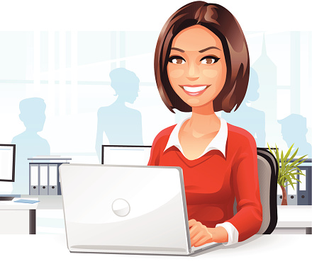 office woman vector illustration young desk secretary clip illustrations vectors istock editorial creative graphic