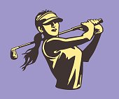istock Young woman playing golf 1328205635