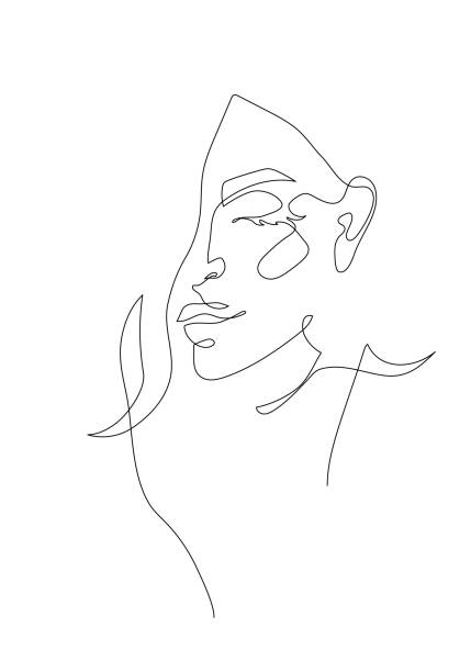 Young woman portrait. Continuous line drawing. Fashion illustration Young woman portrait. Continuous line drawing. Fashion vector illustration beautiful woman stock illustrations
