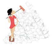 istock Young woman tidying up the office illustration 1288146879