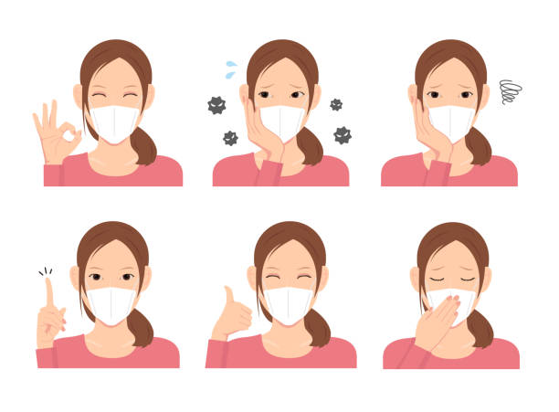 Young woman wearing a mask vector illustration (upper body) set Young woman wearing a mask vector illustration (upper body) set pain clipart stock illustrations