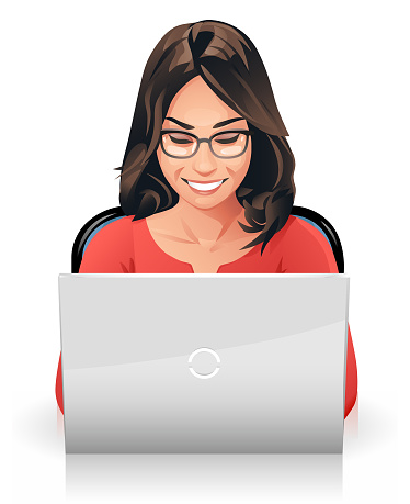 Young Woman With Glasses Working On Laptop