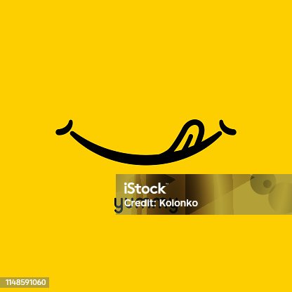 istock Yummy face smile delicious icon . Yummy tongue emoji tasty or hungry mouth smile 1148591060