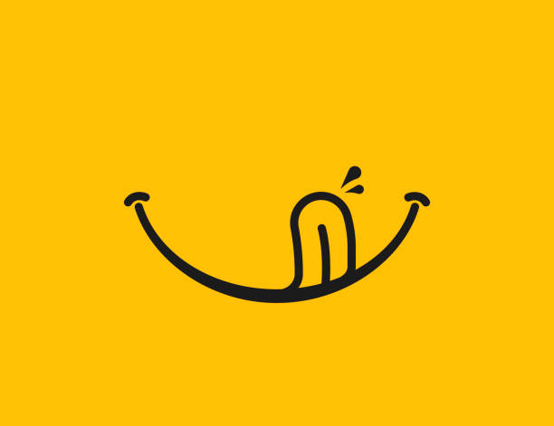 вкусная улыбка. вкусный, вкусный едят emoji лицо есть с ртом и языком гурманов наслаждаясь вкусом - готовый к употреблению stock illustrations