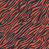 istock Zebra striped lines fur skin print texture seamless pattern. Animal background. Abstract curved lines ornament. Geometric shapes. Good for textile, fabric, fashion design. 1249870651