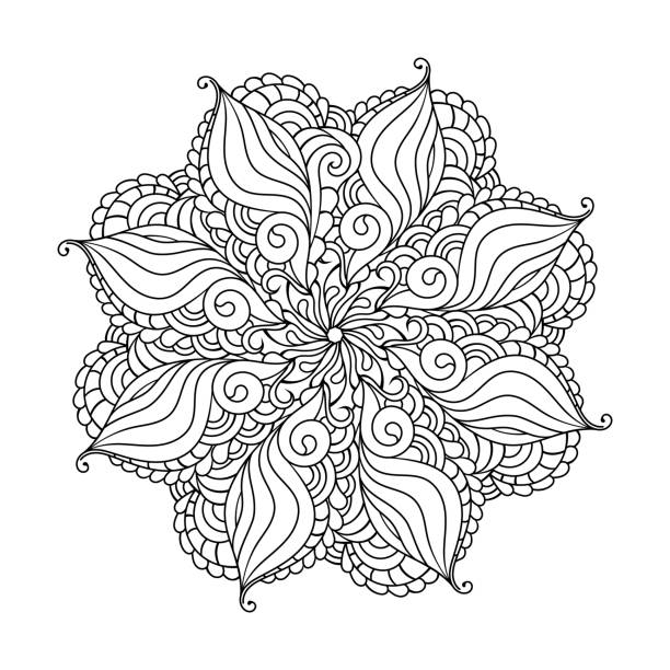 Zentangle inspired coloring page illustration with oriental mandala. Doodle art ornament. Zentangle inspired coloring page illustration with oriental mandala. Doodle art ornament. coloring book pages templates stock illustrations