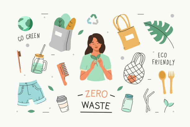 ilustrações de stock, clip art, desenhos animados e ícones de zero waste - plant based food