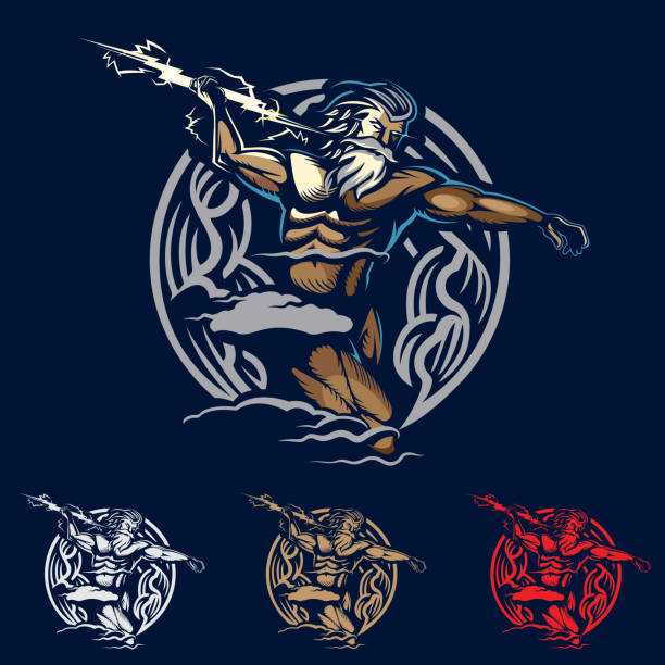 Zeus emblem style Zeus emblem style vector illustration mount olympus stock illustrations