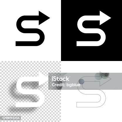 istock Zig zag direction arrow. Icon for design. Blank, white and black backgrounds - Line icon 1298193255