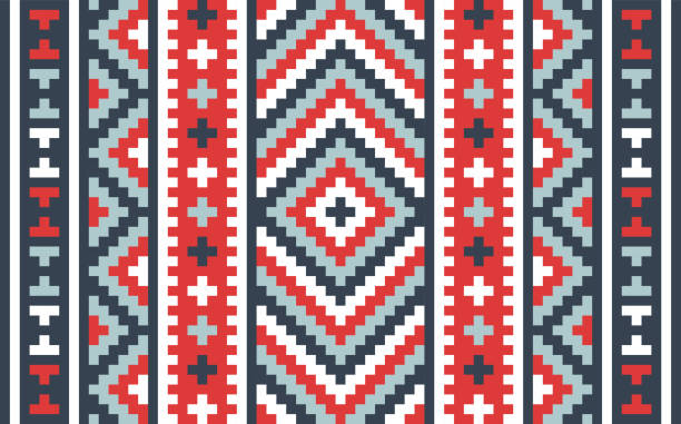Zig Zag Fabric Pattern Abstract Background Abstract zig zag pattern block carpet native background. southwest usa stock illustrations