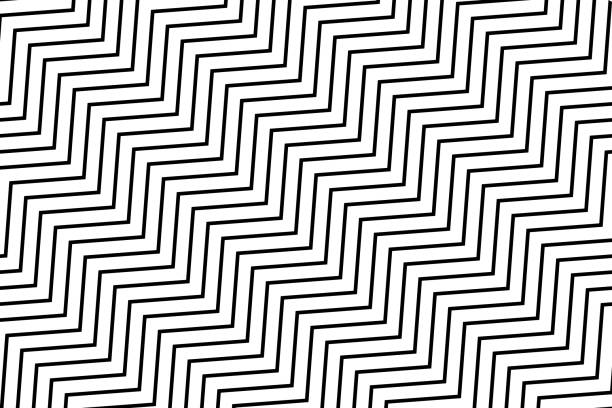 ilustrasi latar belakang abstrak zig-zag. warna hitam dan putih - berliku liku ilustrasi stok