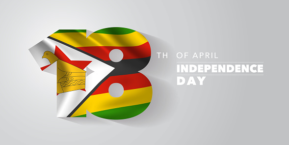 Zimbabwe Happy Independence Day Vector Banner Greeting Card Stock ...