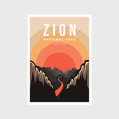 Zion National Park poster vector illustration