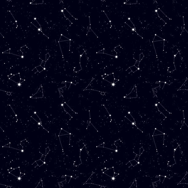 Zodiac seamless pattern, space, star constellations, horoscope symbols. Texture for wallpapers, fabric, wrap, web page backgrounds, vector illustration Zodiac seamless pattern, space, star constellations, horoscope symbols. Texture for wallpapers, fabric, wrap, web page backgrounds, vector illustration sagittarius art drawing stock illustrations