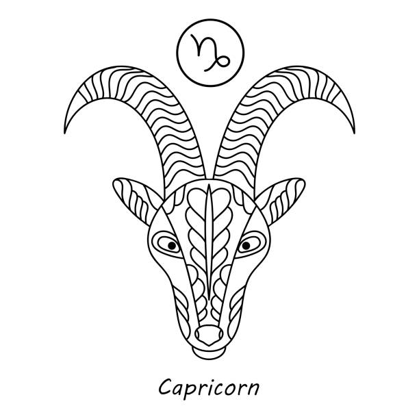 Zodiac sign Capricorn, horoscopes. Coloring book for adults and older children. Astrological coloring book. Zodiac sign Capricorn, horoscopes. Coloring book for adults and older children. Astrological coloring book. Hand drawn vector illustration. capricorn stock illustrations