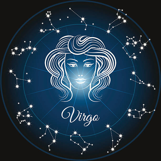 Zodiac sign virgo Zodiac sign virgo and circle constellations. Vector illustration virgo stock illustrations