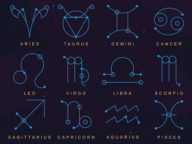 Zodiac Signs Made in Sacred Geometry Style vector art illustration