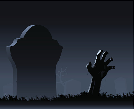 Zombie hand & gravestone