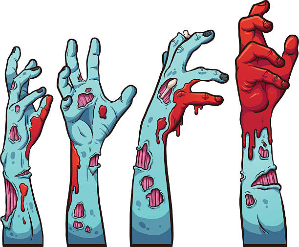 Zombie hands Cartoon zombie hands. Vector clip art illustration with simple gradients. Each on a separate layer. zombie stock illustrations