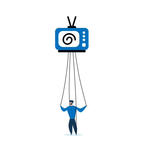 Zombie TV manipulate man abstract illustration Zombie TV manipulate man abstract illustration person hypnotized by mass media stock illustrations