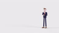 istock 3d animation cartoon Looped video of thinking new Idea development. initiative Experience Business cooperation and Business Marketing. Business man Standing thinking. 1365308718