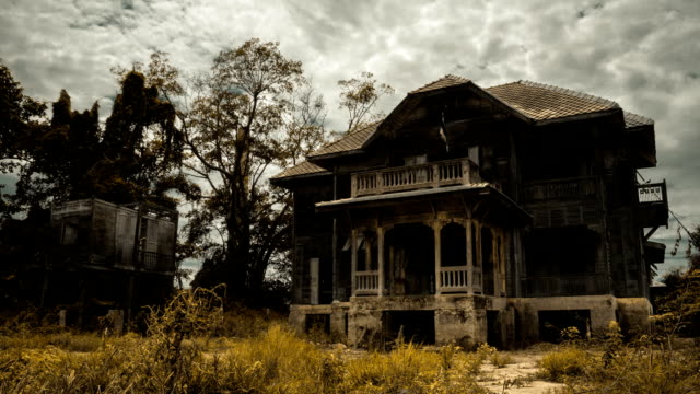 Abandoned spooky wooden house
