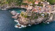 istock Aerial Drone Sunset Scene of Vernazza is a small town in the province of La Spezia, Liguria, northern Italy. It is the second-smallest of the famous Cinque Terre towns frequented by tourists. 1413746857