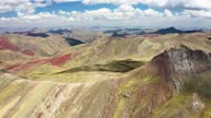 istock Aerial view of Palccoyo Rainbow Mountains in Peru 1384276179