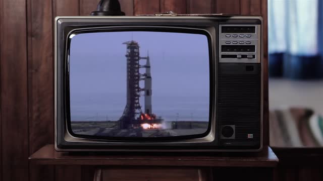 Apollo 11 Rocket Launch in an Old Vintage TV Set. Elements of this Video Furnished by NASA.