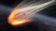 istock A bright burning comet with a comet tail  flying through the Space 1399530590