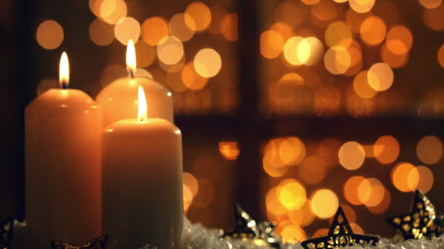 Christmas night with lantern and candle