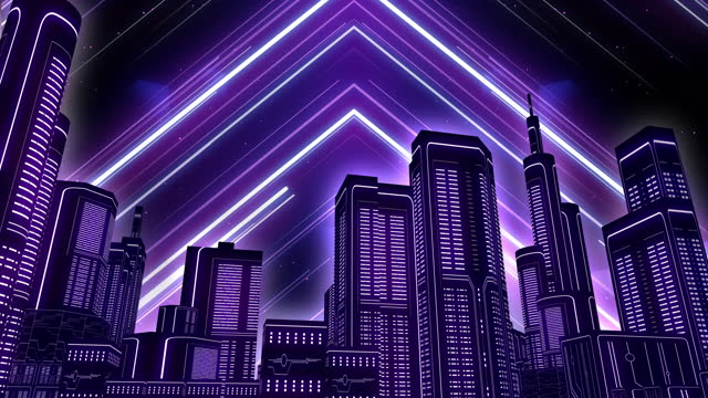 Cyberpunk futuristic city construction