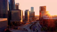 istock 4K drone Video of downtown Los Angeles during sunset as a stablishing shot 1307802889