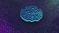 istock Futuristic digital processing of biometric fingerprint  Concept of surveillance and security scanning of digital programs and fingerprint stock video 1395950785