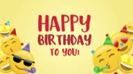 istock Happy birthday holiday banner with animated emoji icons appearing 1213836719