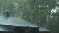istock Heavy rain pouring down on roof of a house 1346377878