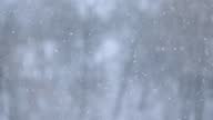 istock Natural phenomenon in winter, snow and wind blowing, view from the window in the house in the village, slow motion of snowflakes, slow motion video. 1333379893