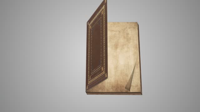Old book opening animation. Retro style blank pages are turning,  The concept of fairy tale , guide, green screen part, zoom effect, education, ancient, close-up, template, loopable